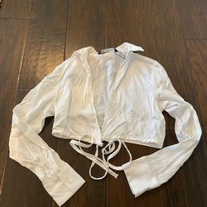 Cropped Tie Blouse